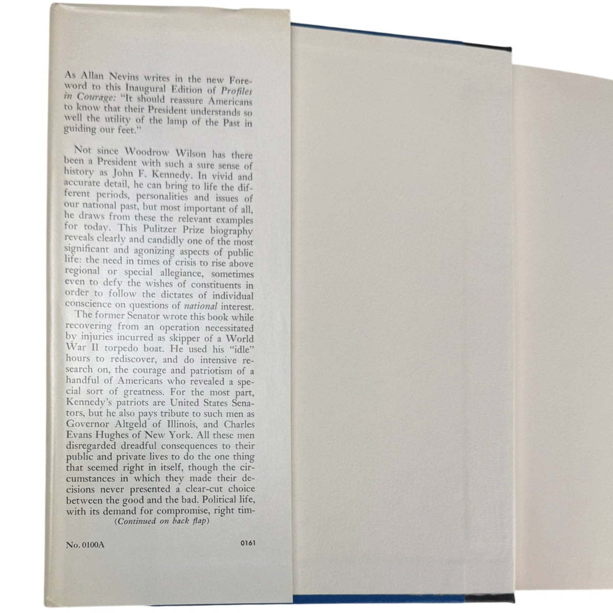 Profiles in Courage original dust jacket front flap with publisher description of the book