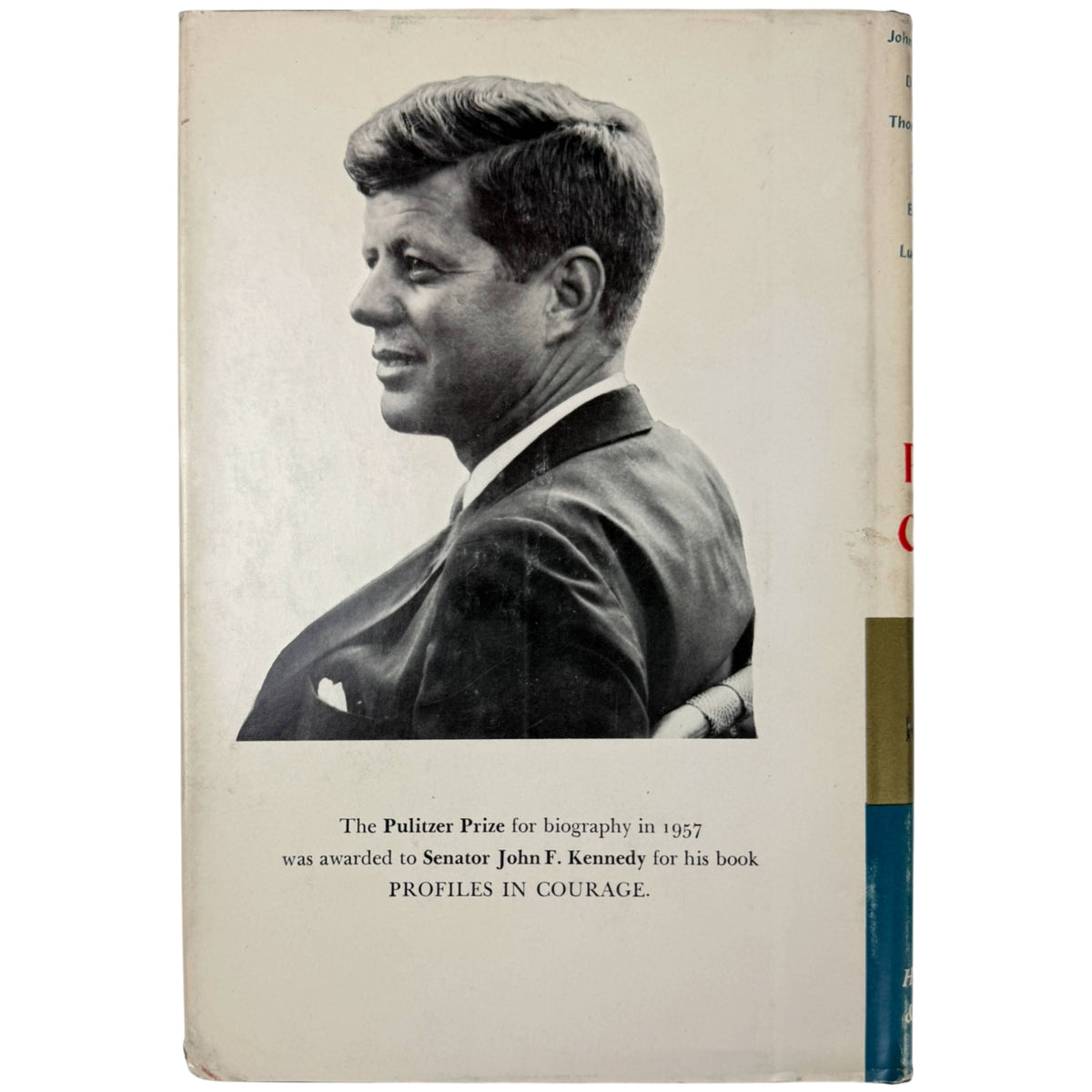 John F. Kennedy Profiles in Courage original dust jacket back with photographic presidential portrait