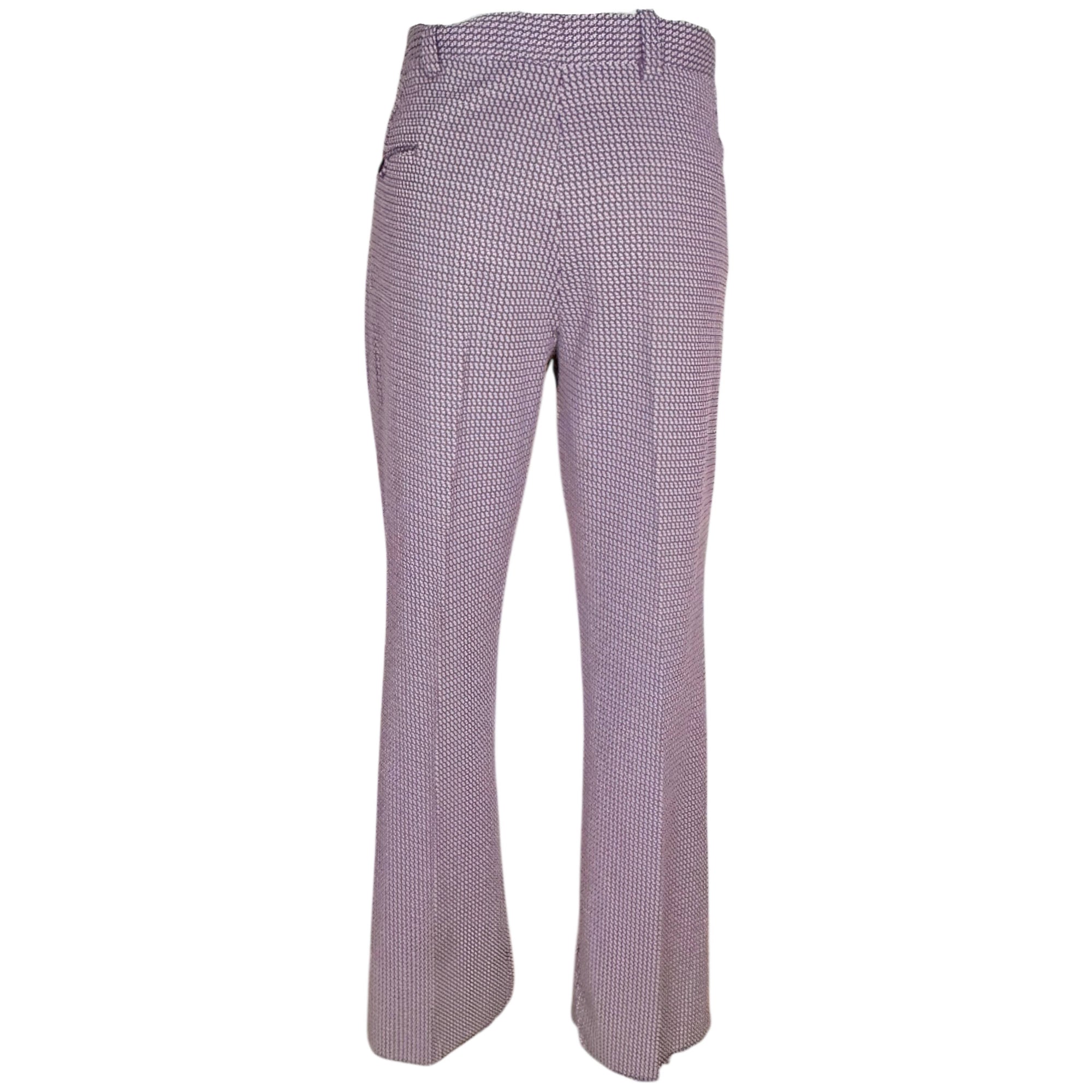 Early 1970s Polyester Pants Purple Houndstooth Unused 40” W
