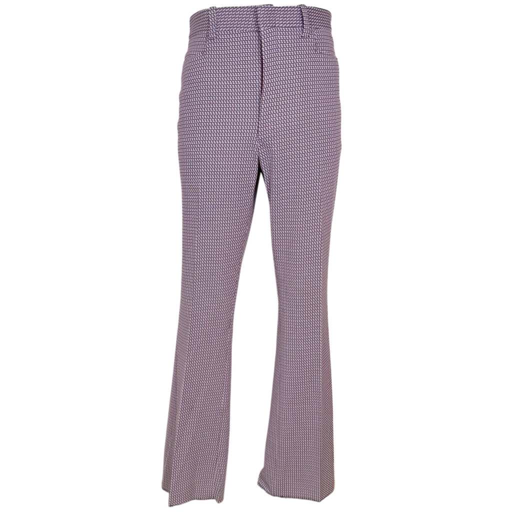 Early 1970s Polyester Pants Purple Houndstooth Unused 40” W