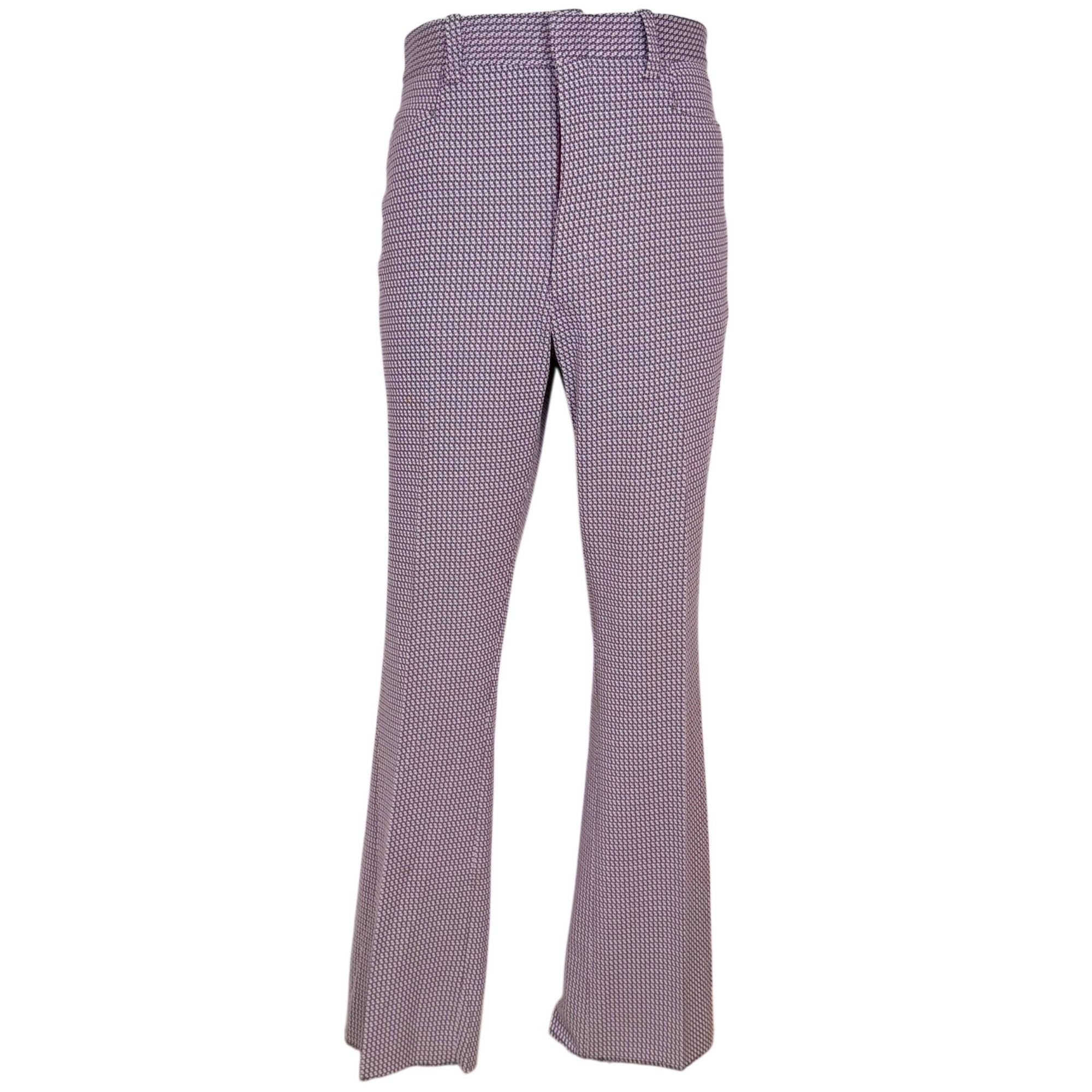 Early 1970s Polyester Pants Purple Houndstooth Unused 40” W