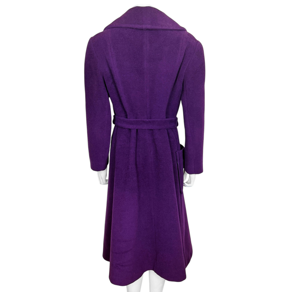 Vintage 1970s Wrap Coat Purple Wool Made in Canada Ladies M
