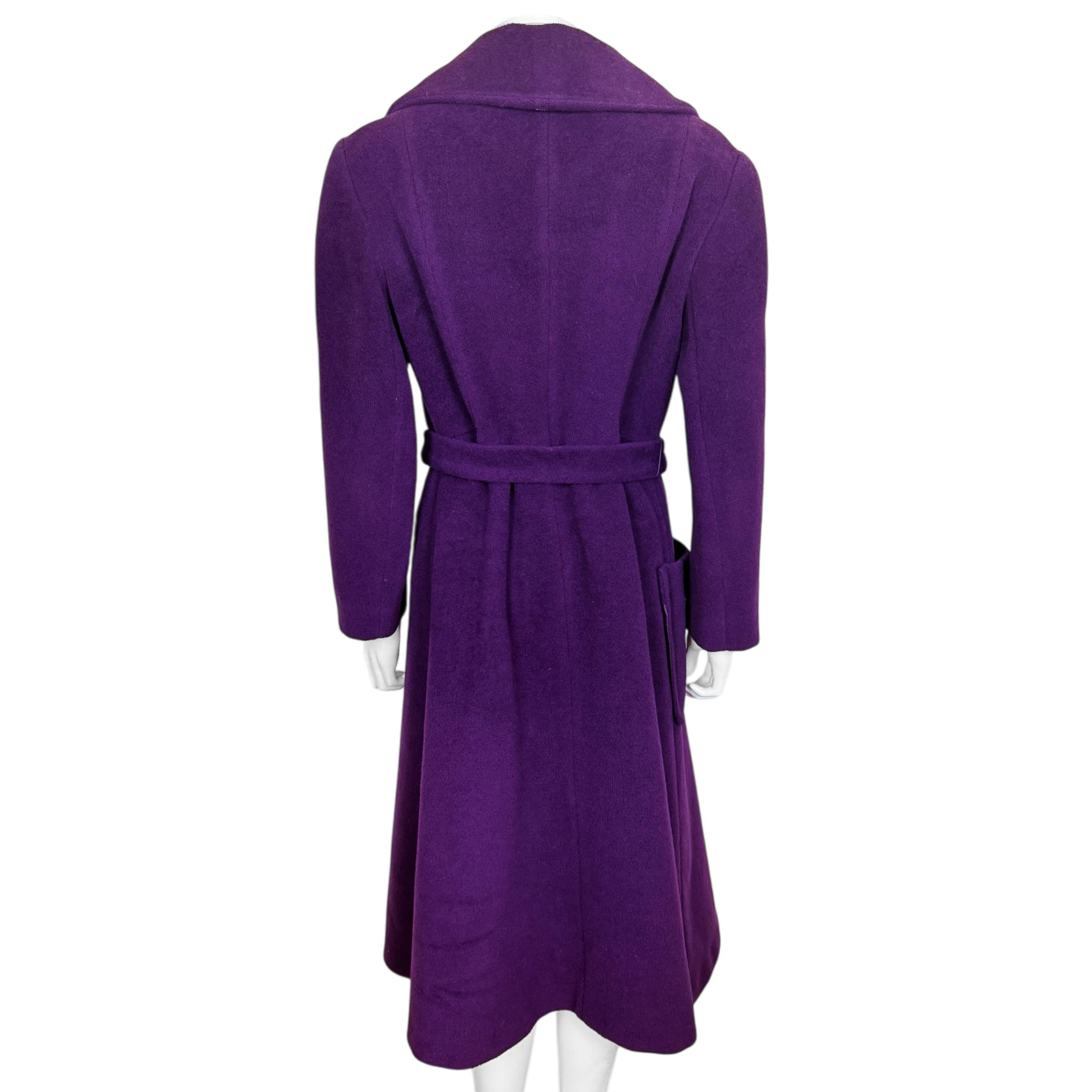Vintage 1970s Wrap Coat Purple Wool Made in Canada Ladies M