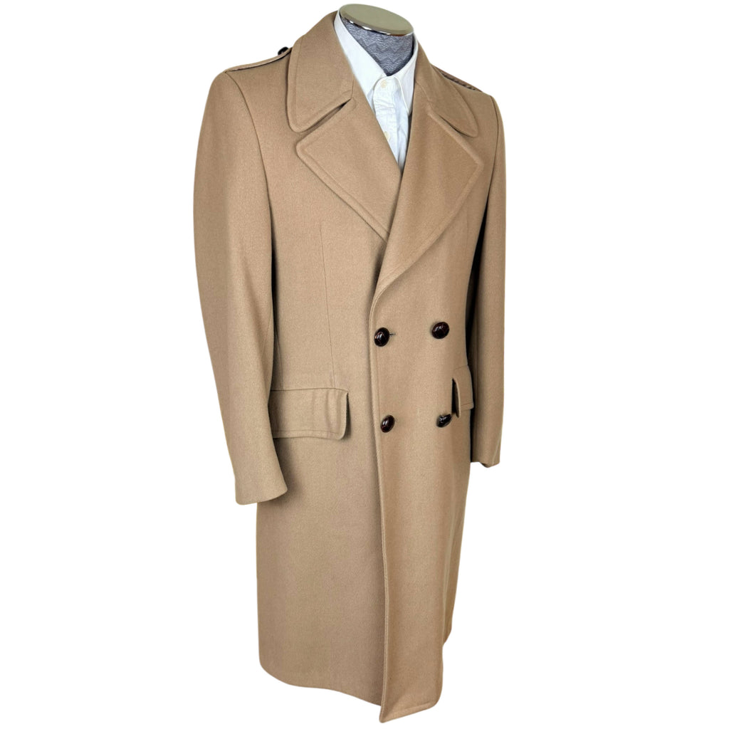 Vintage 1970s Overcoat Double Breasted Camel Wool Size M