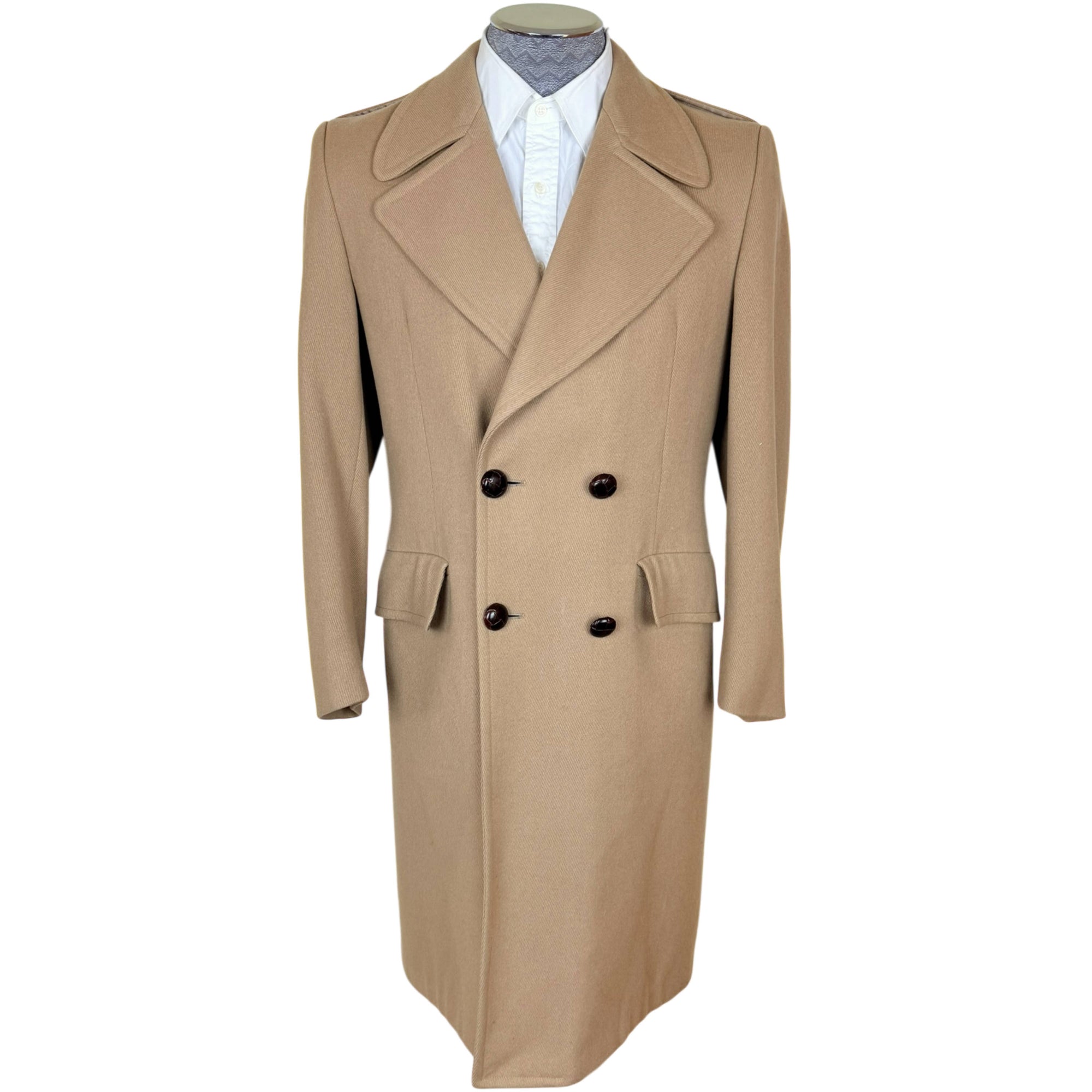 Vintage 1970s Overcoat Double Breasted Camel Wool Size M