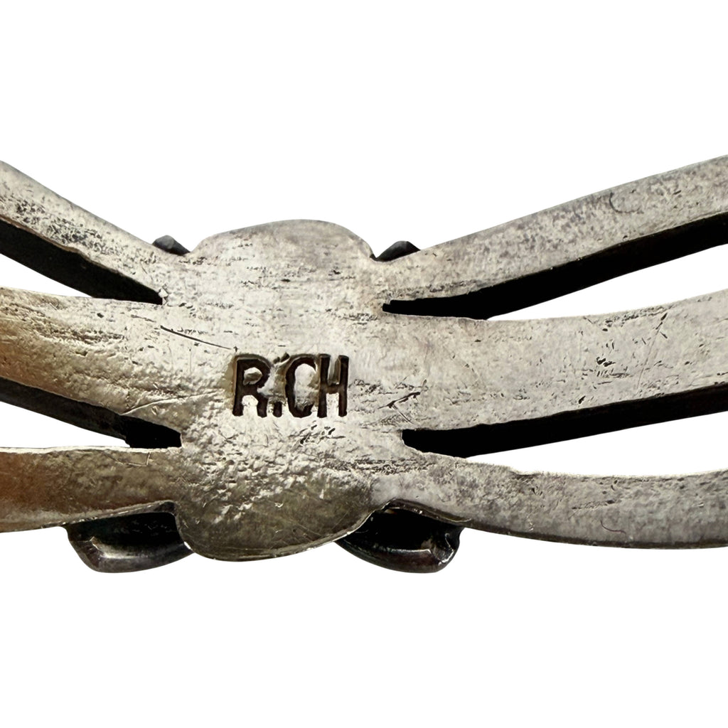 R.CH maker's mark attributed to Roman Chavarrieta on Taxco silver bracelet