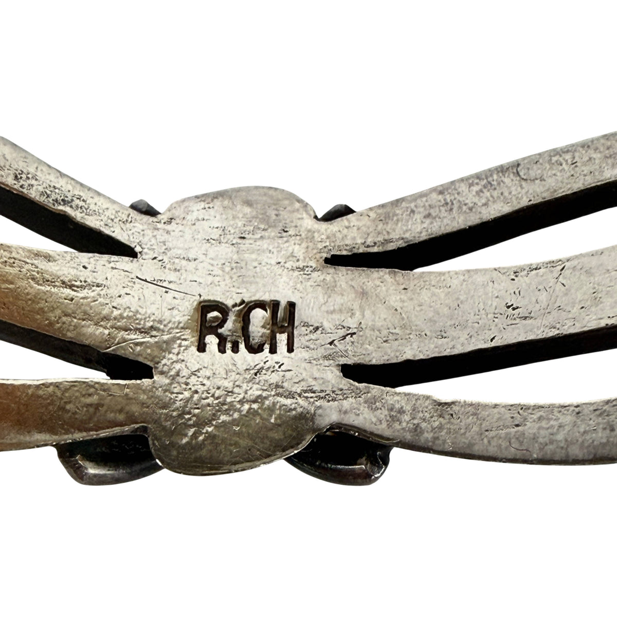 R.CH maker's mark attributed to Roman Chavarrieta on Taxco silver bracelet