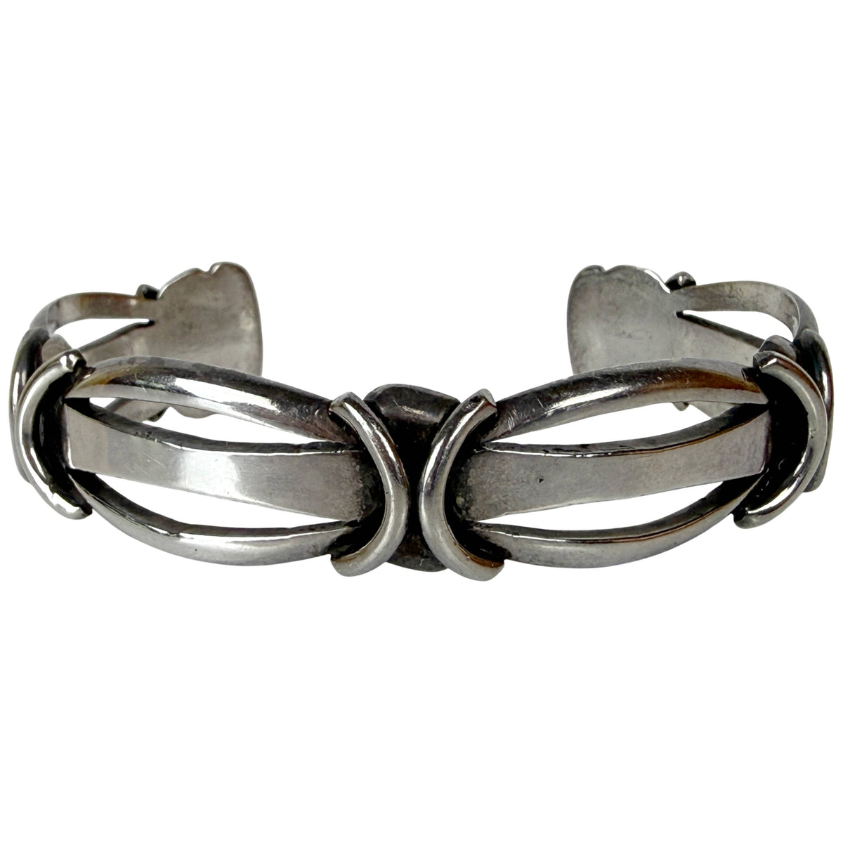 Vintage 1950s Taxco 950 silver cuff bracelet signed R.CH Roman Chavarrieta