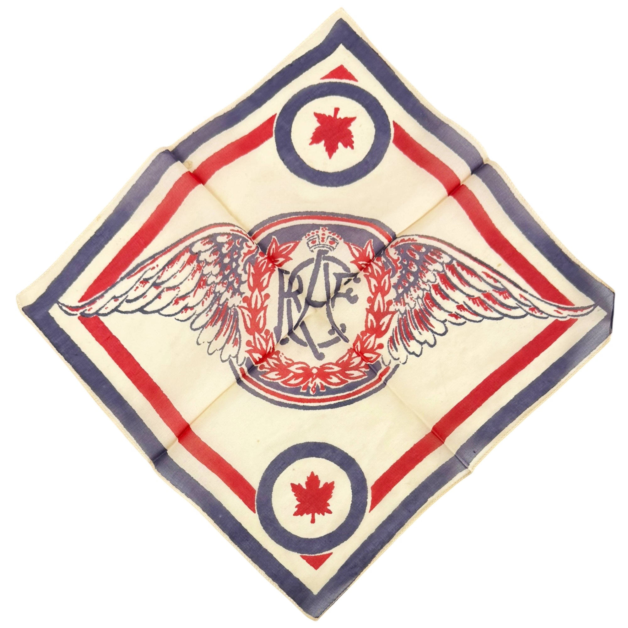 Vintage WWII RCAF Sweetheart Handkerchief Royal Canadian Air Force Patriotic Hankie 