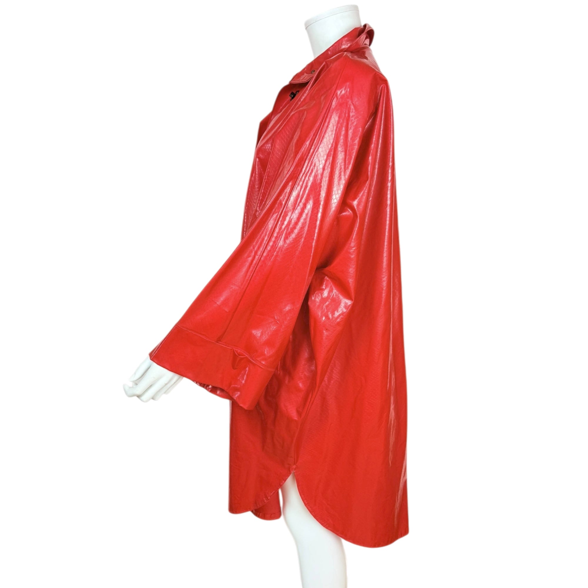 Vintage 1980s Wippette Raincoat by Kenn Sporn Red Vinyl Oversized