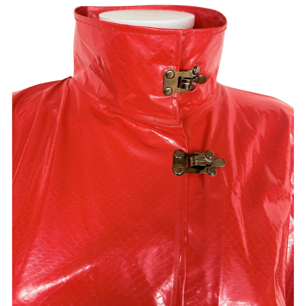 Vintage 1980s Wippette Raincoat by Kenn Sporn Red Vinyl Oversized