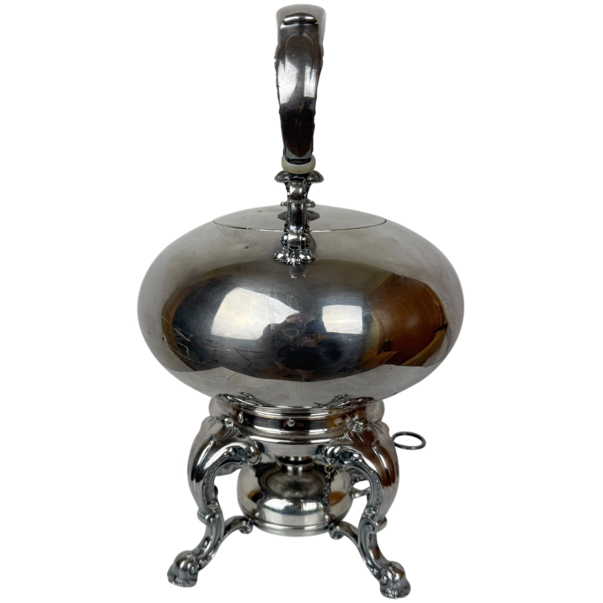 Antique Reed & Barton Tilting Spirit Kettle w Stand & Burner