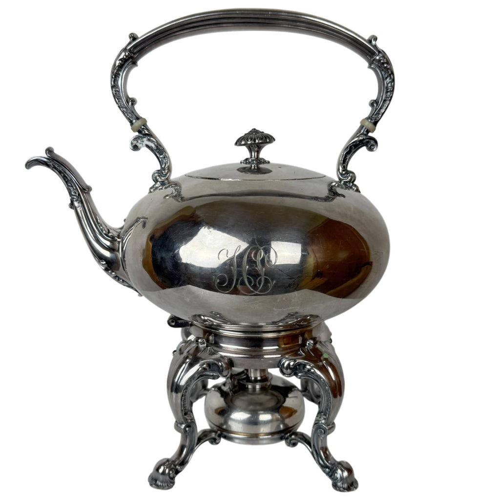 Antique Reed & Barton Tilting Spirit Kettle w Stand & Burner