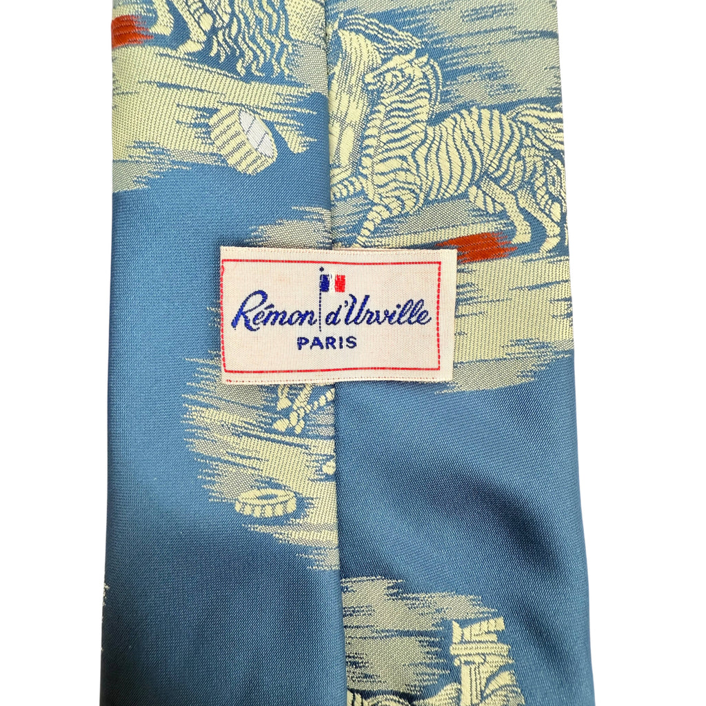 Vintage 1970s Novelty Tie Remon d’Urville Paris Horse & Zebra