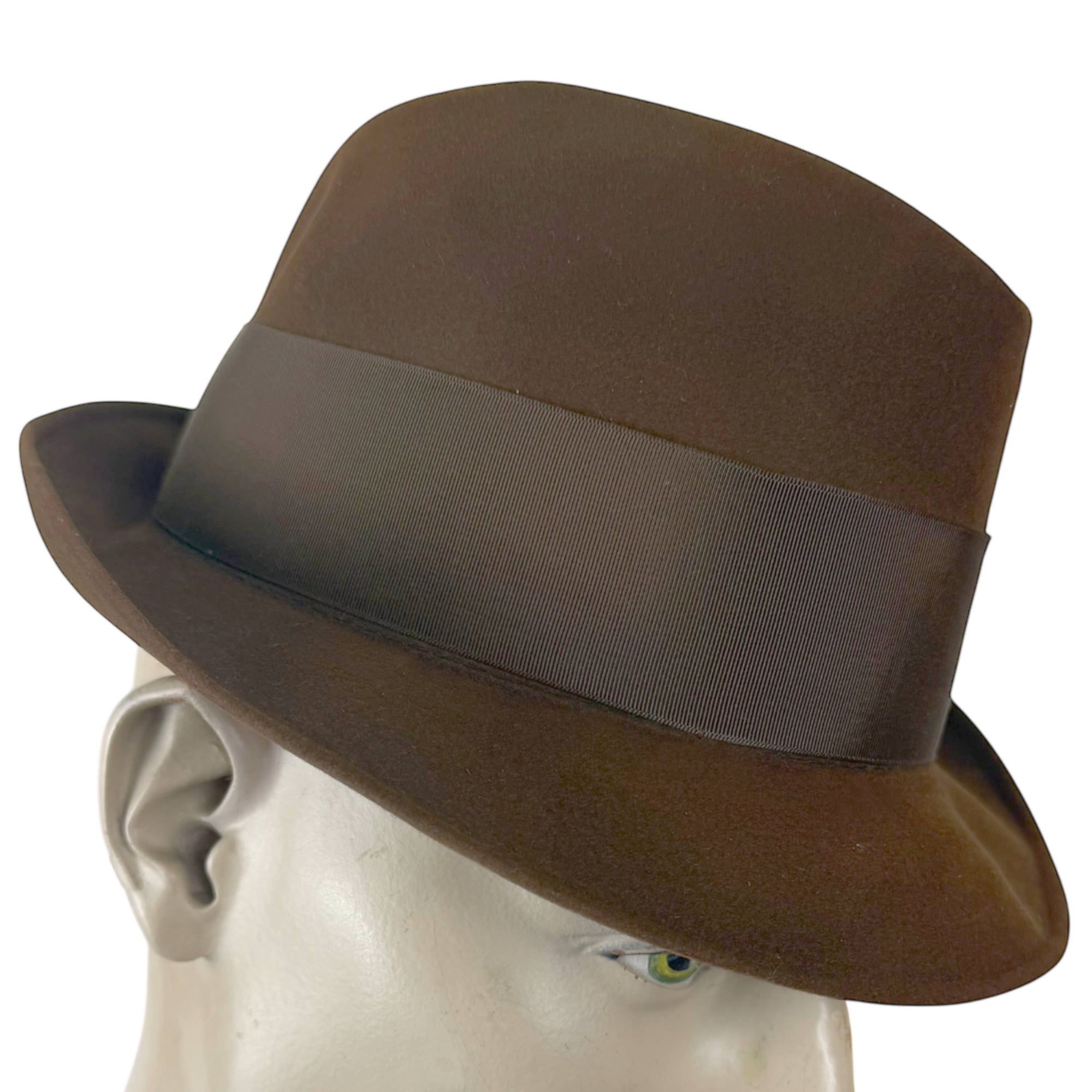 Vintage Resistol Self Conforming fedora brown fur felt side profile