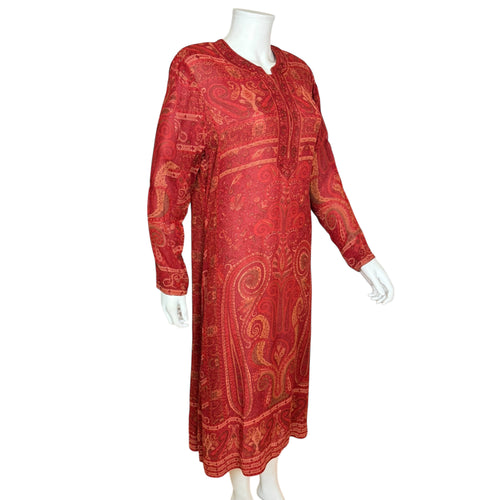 red paisley dress Vintage Ritu Kumar Silk Dress Red Paisley Size S