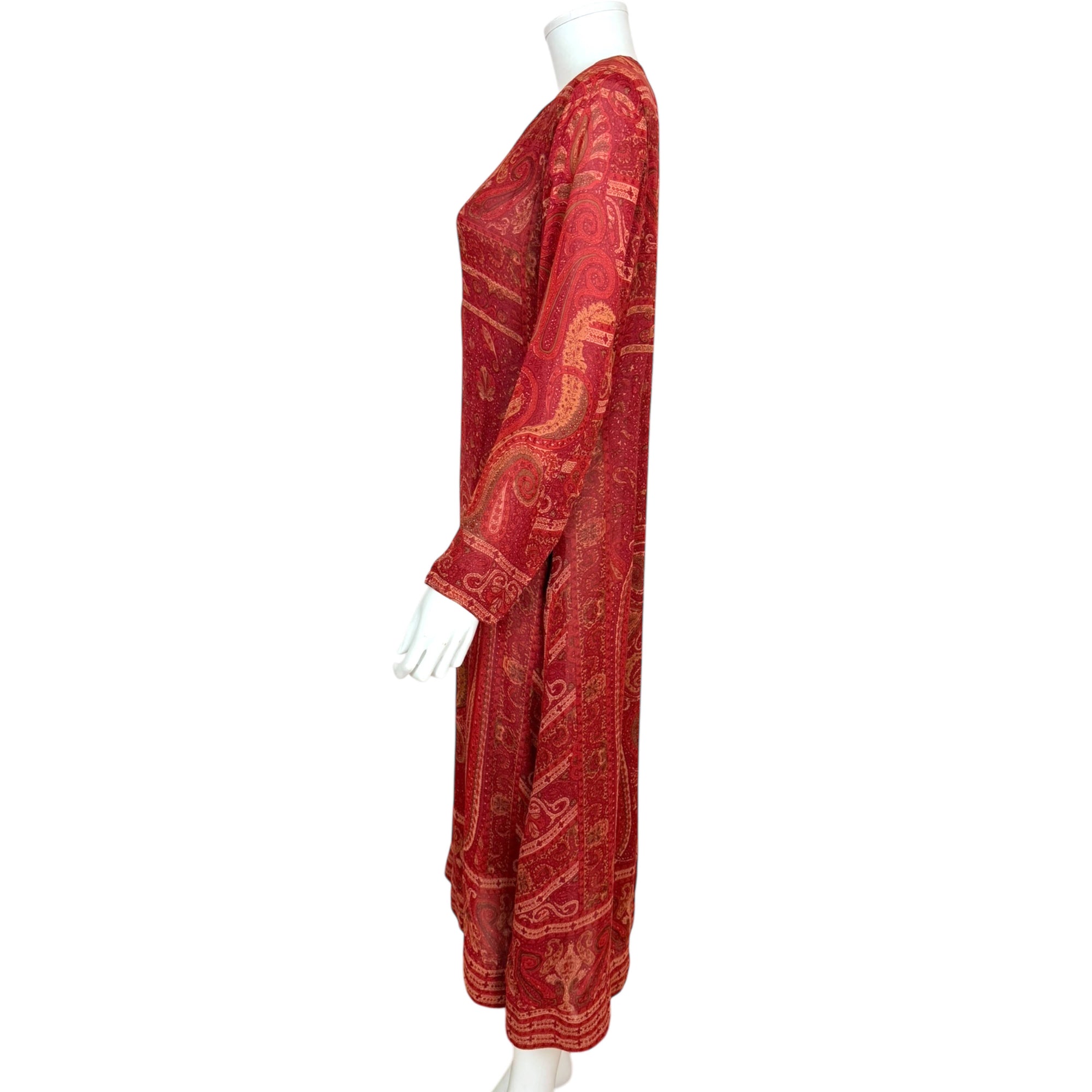 Vintage Ritu Kumar Silk Dress Red Paisley Size S