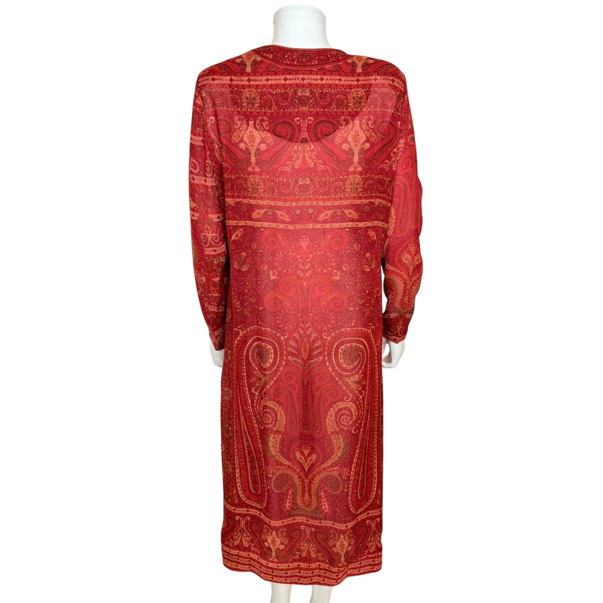 Vintage Ritu Kumar Silk Dress Red Paisley Size S