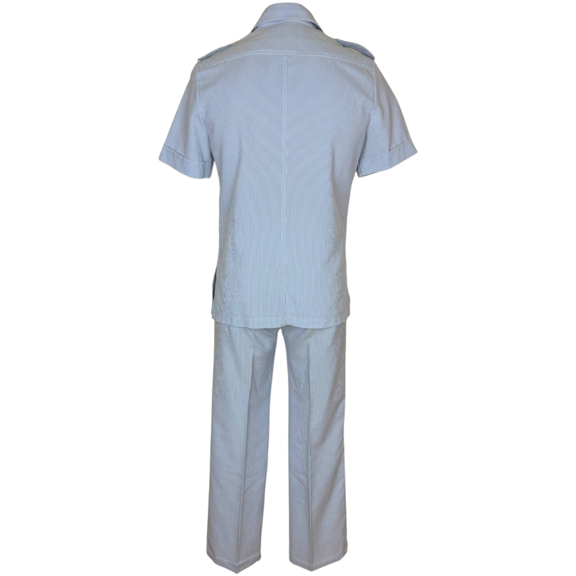 Vintage 1970s seersucker leisure suit back view