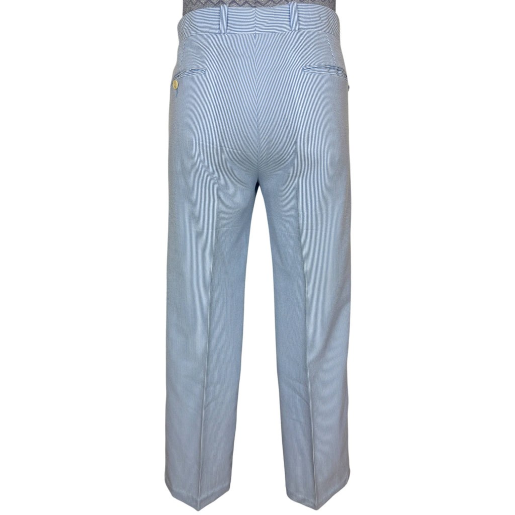 Vintage 1970s seersucker trousers with rear welt pockets