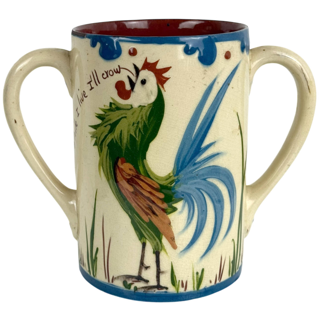 Antique Aller Vale Rooster Loving Cup Devon Mottoware Pottery
