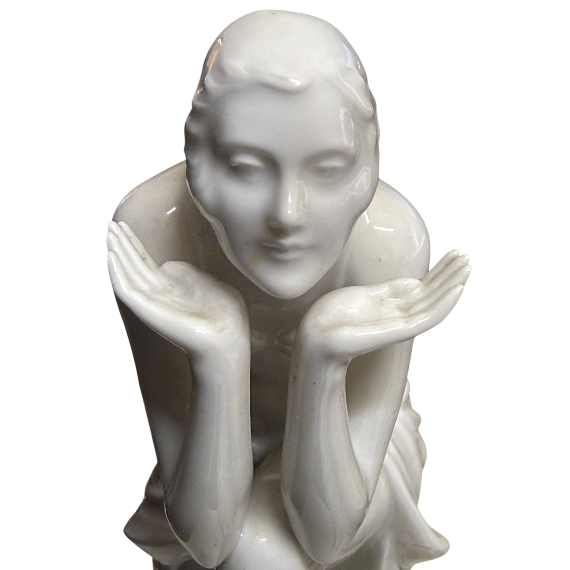 Art Deco Rosenthal Anita Porcelain Sculpture Flower Frog Dorothea Charol Model 201a