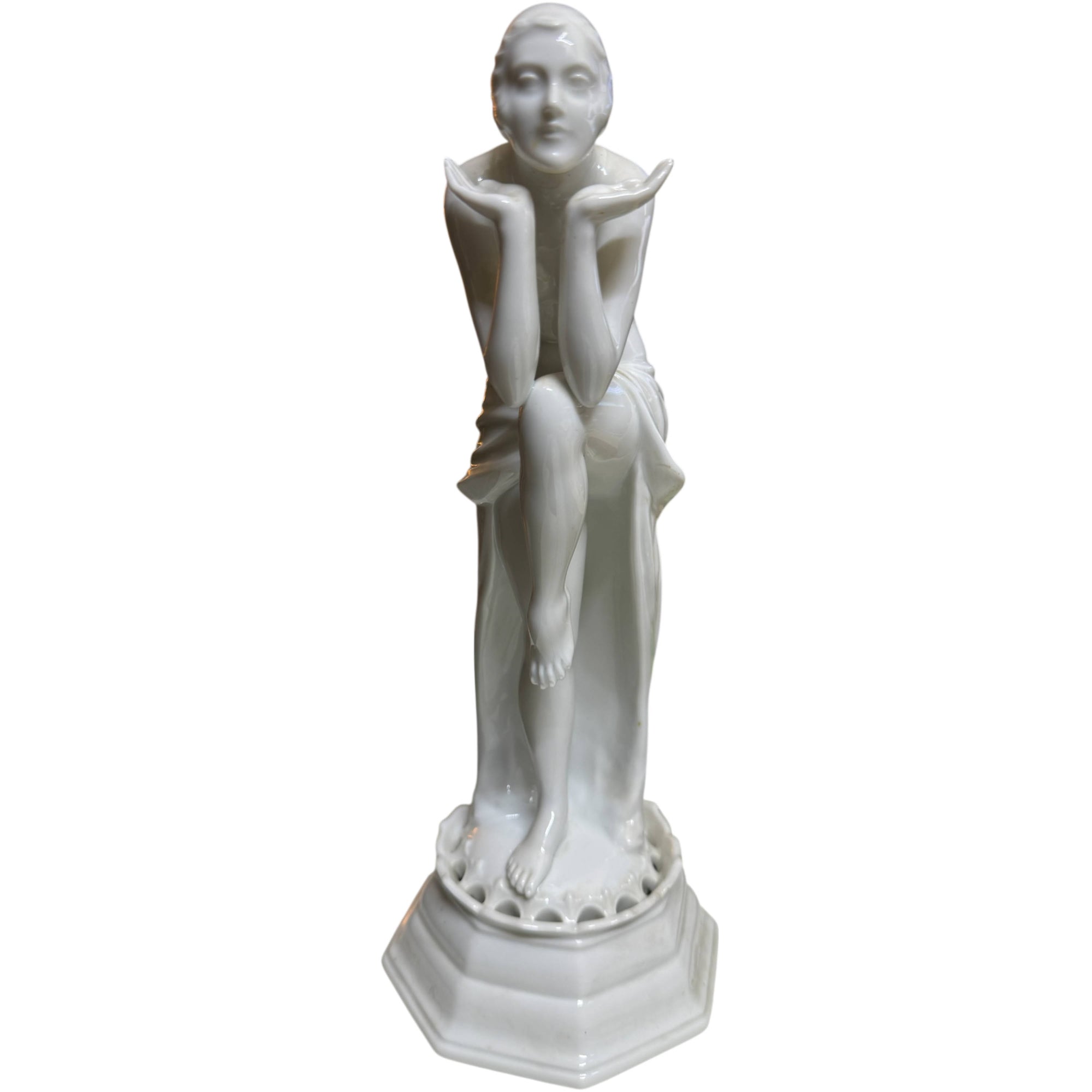 Art Deco Rosenthal Anita Porcelain Sculpture Flower Frog Dorothea Charol Model 201a