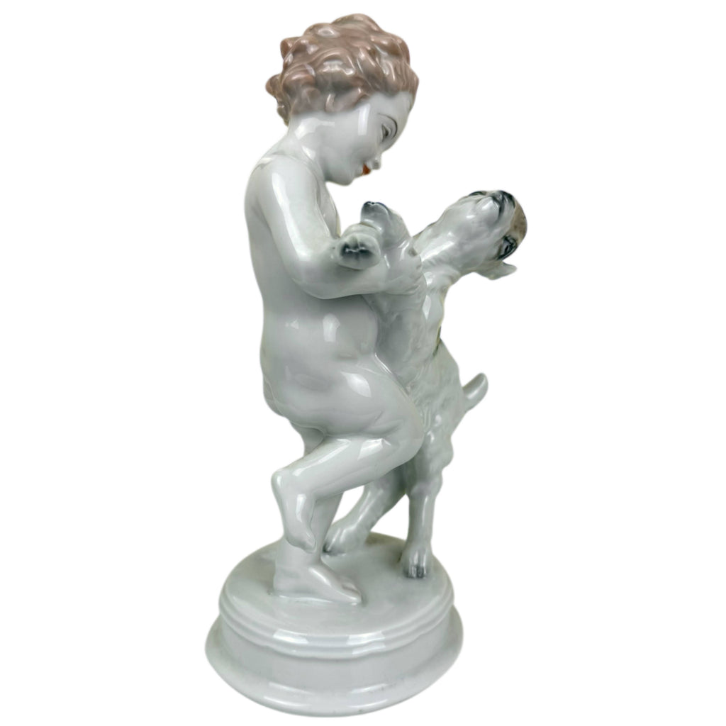 Vintage Rosenthal Porcelain Figurine Kunstabteilung Cherub w Goat M.H. Fritz