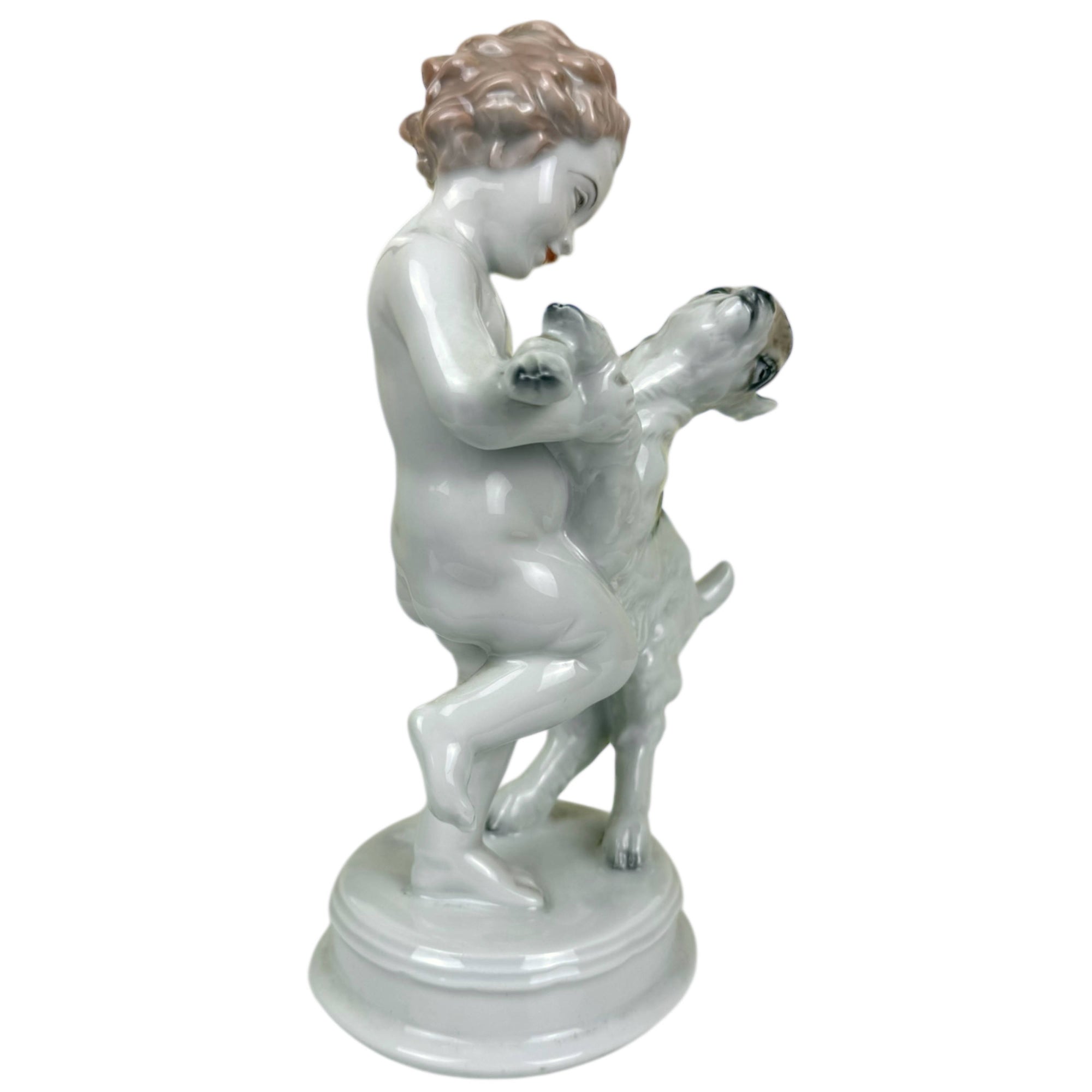 Vintage Rosenthal Porcelain Figurine Kunstabteilung Cherub w Goat M.H. Fritz