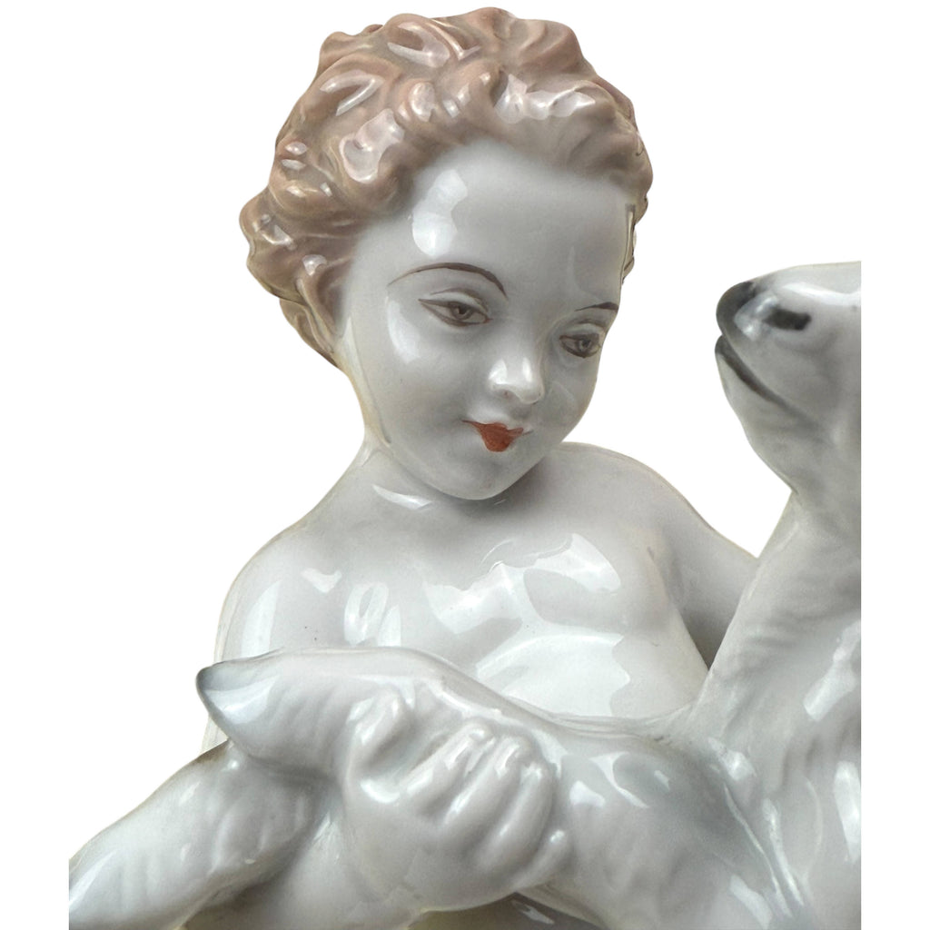 Vintage Rosenthal Porcelain Figurine Kunstabteilung Cherub w Goat M.H. Fritz