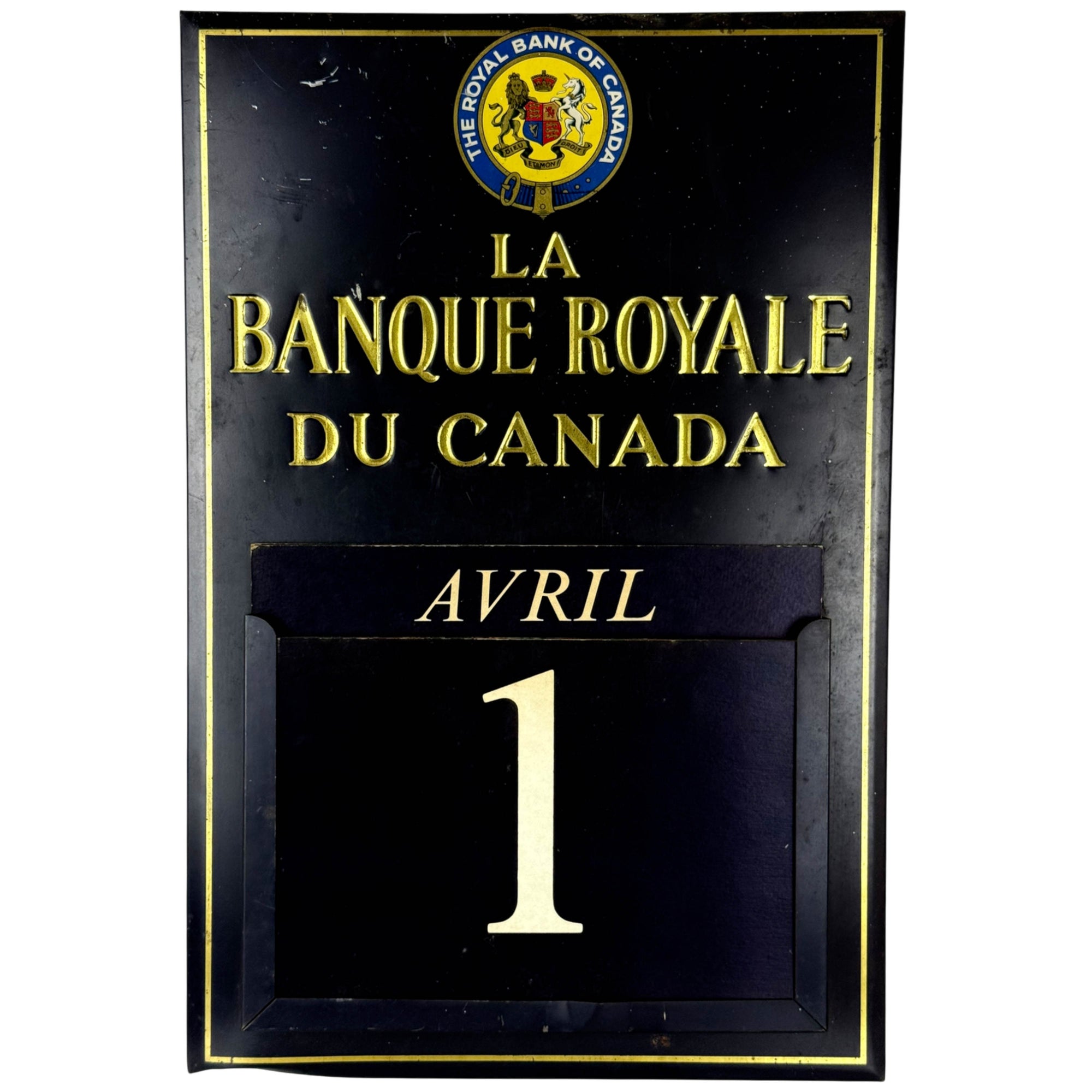 Vintage Royal Bank of Canada French perpetual advertising calendar