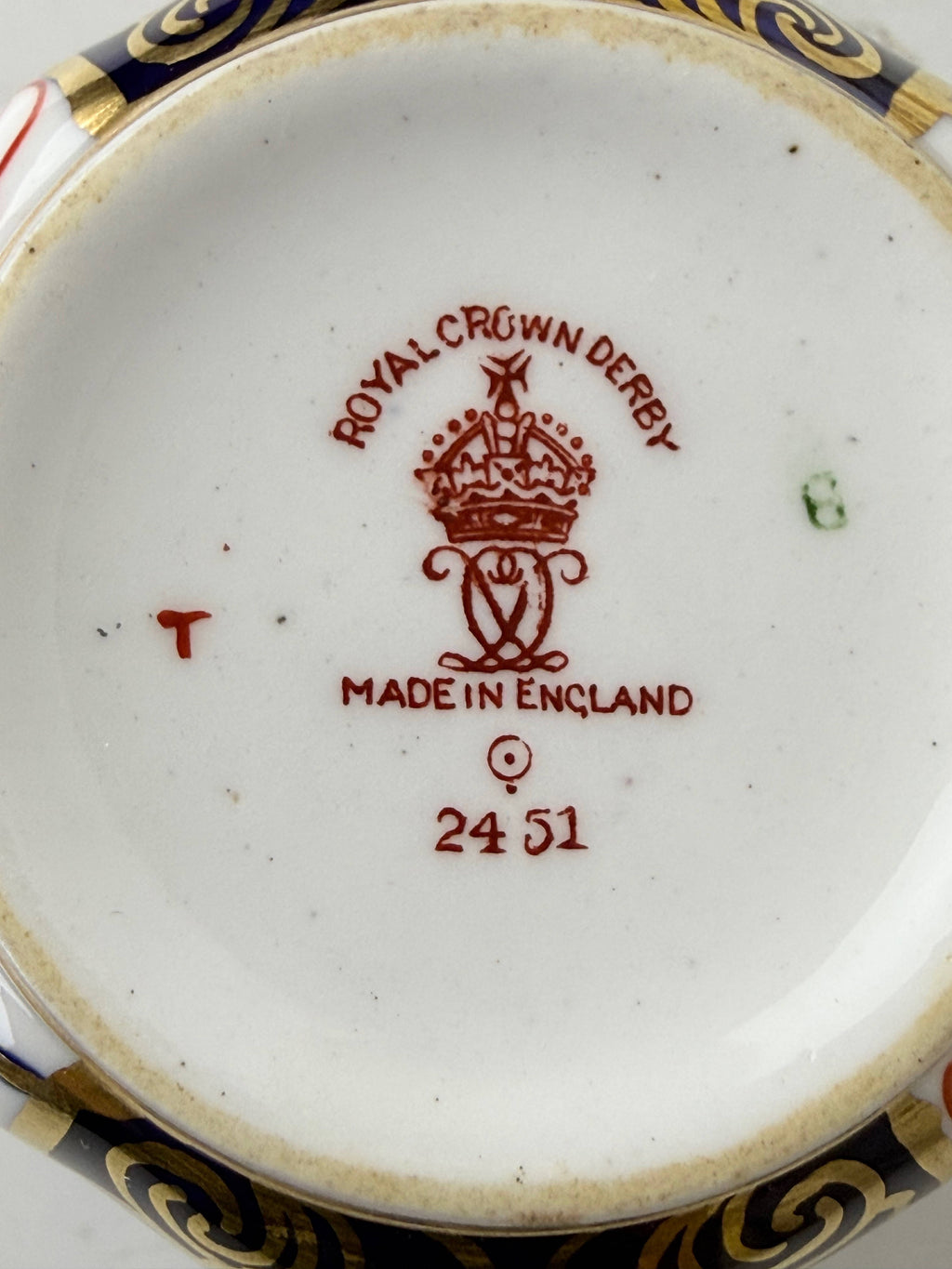 close up royal crown derby backstamp 1928