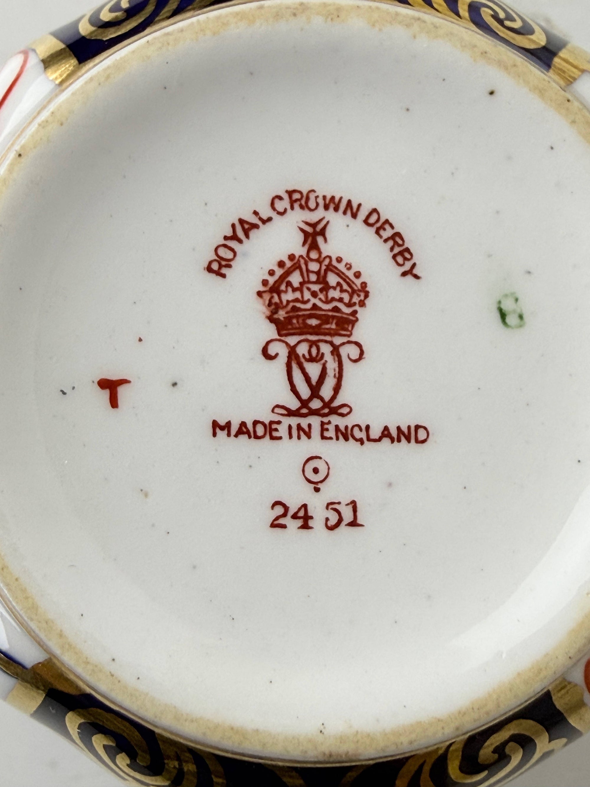 close up royal crown derby backstamp 1928