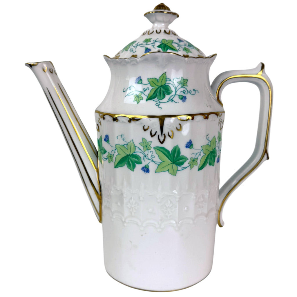 Royal Crown Derby Medford coffee pot with ivy pattern and gilt trim