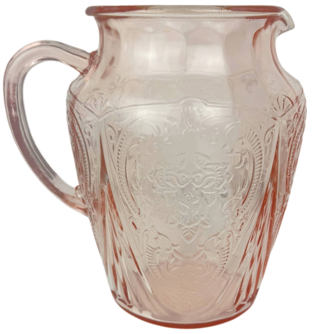 Rare Hazel Atlas Royal Lace Pink Depression Glass Pitcher 96 oz No Ice Lip