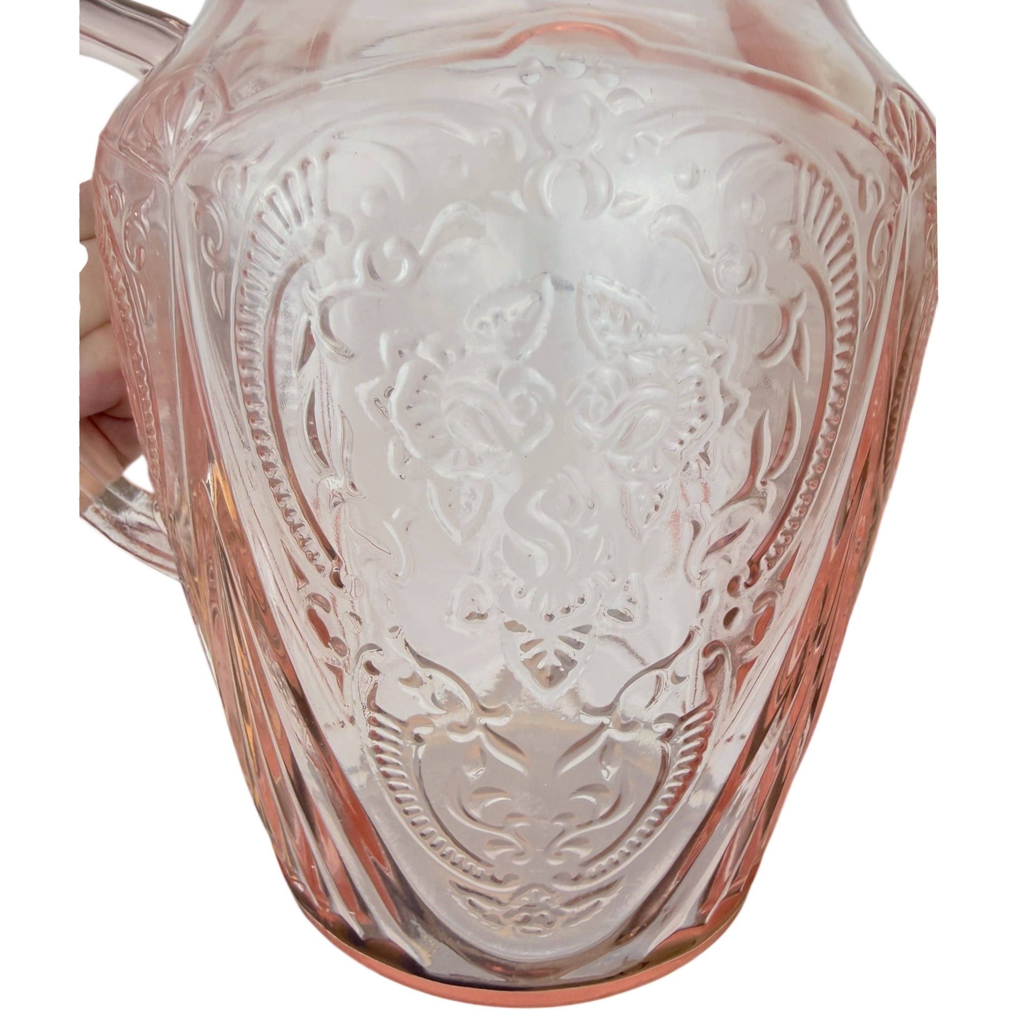 Rare Hazel Atlas Royal Lace Pink Depression Glass Pitcher 96 oz No Ice Lip