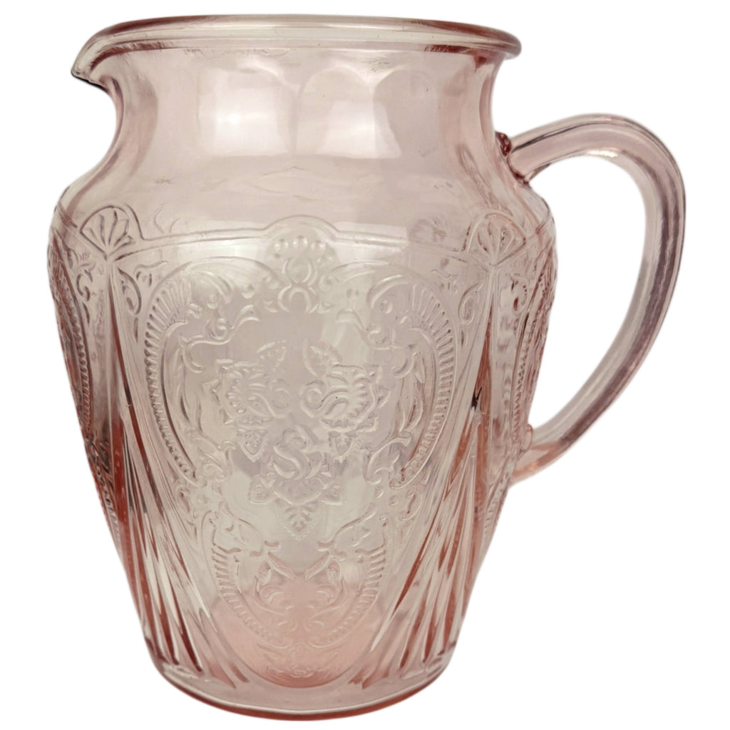 Rare Hazel Atlas Royal Lace Pink Depression Glass Pitcher 96 oz No Ice Lip