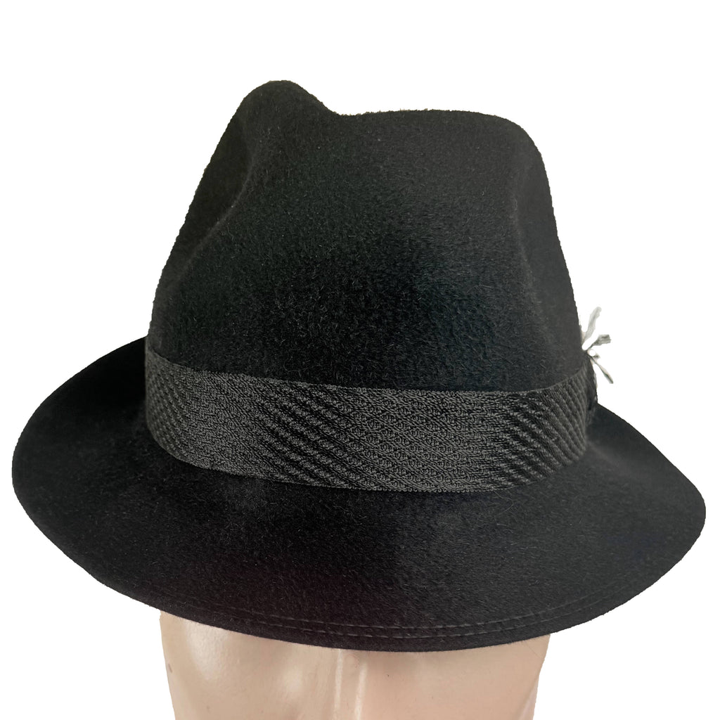 1950s Stetson Royal De Luxe Narrow Brim Fedora – Black Velour Felt – Size 7