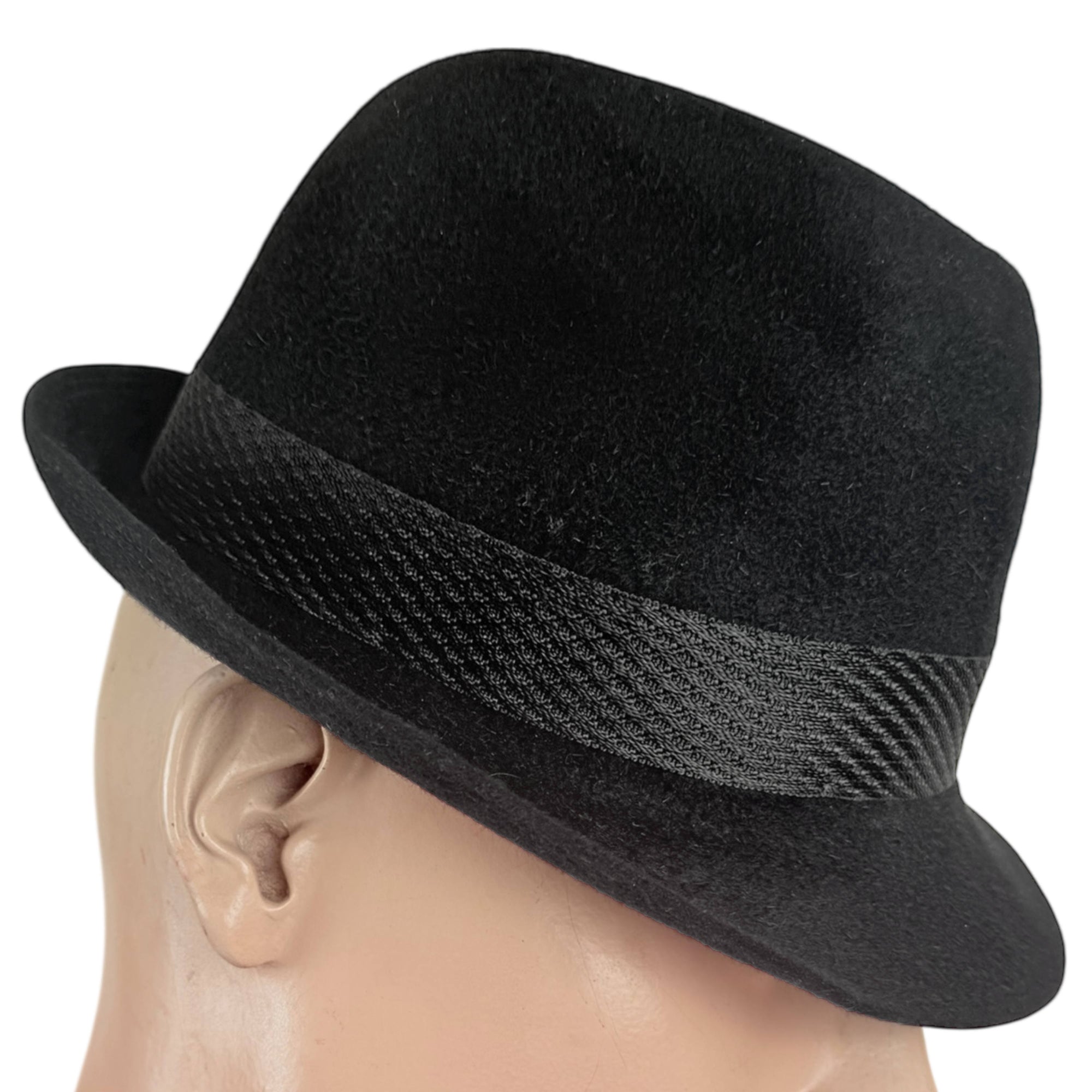 1950s Stetson Royal De Luxe Narrow Brim Fedora – Black Velour Felt – Size 7