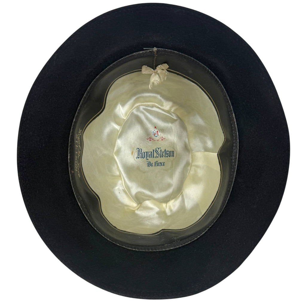 1950s Stetson Royal De Luxe Narrow Brim Fedora – Black Velour Felt – Size 7