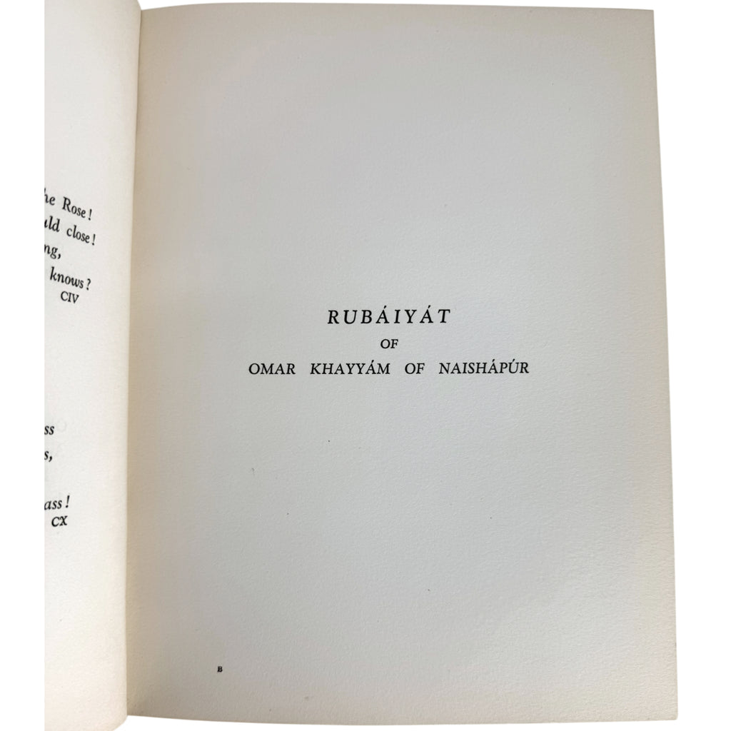 A book page showing the title page for 'Rubáiyát of Omar Khayyám of Naishpür', printed in black serif text on an off-white page.