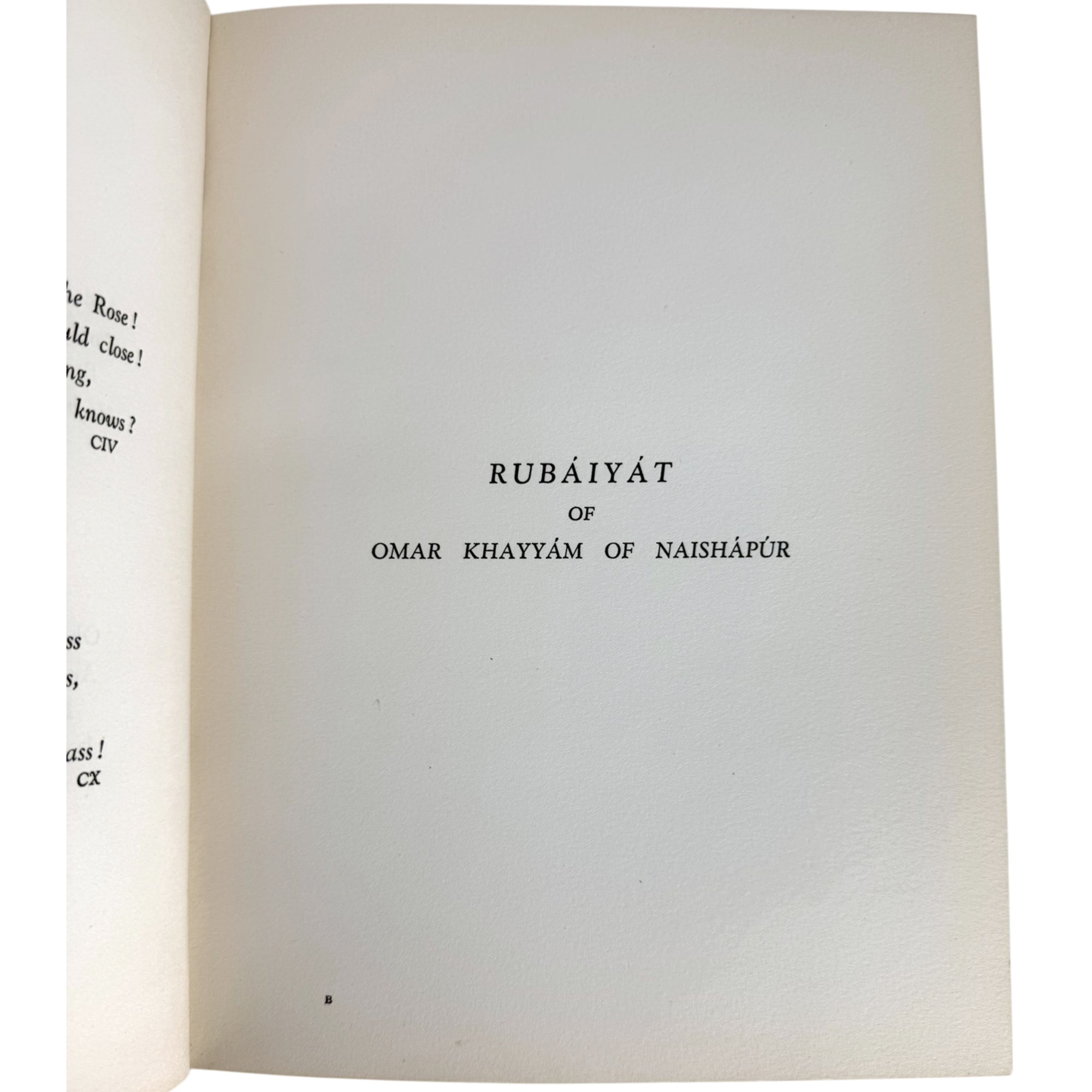 A book page showing the title page for 'Rubáiyát of Omar Khayyám of Naishpür', printed in black serif text on an off-white page.