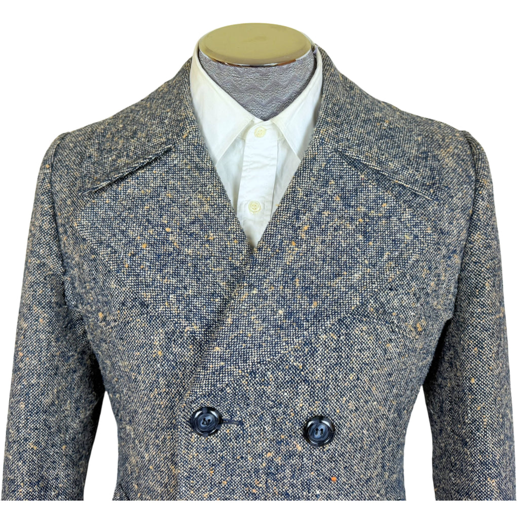 Vintage 1970s Men’s Tweed Overcoat Ruven Feder Paris Sz S M