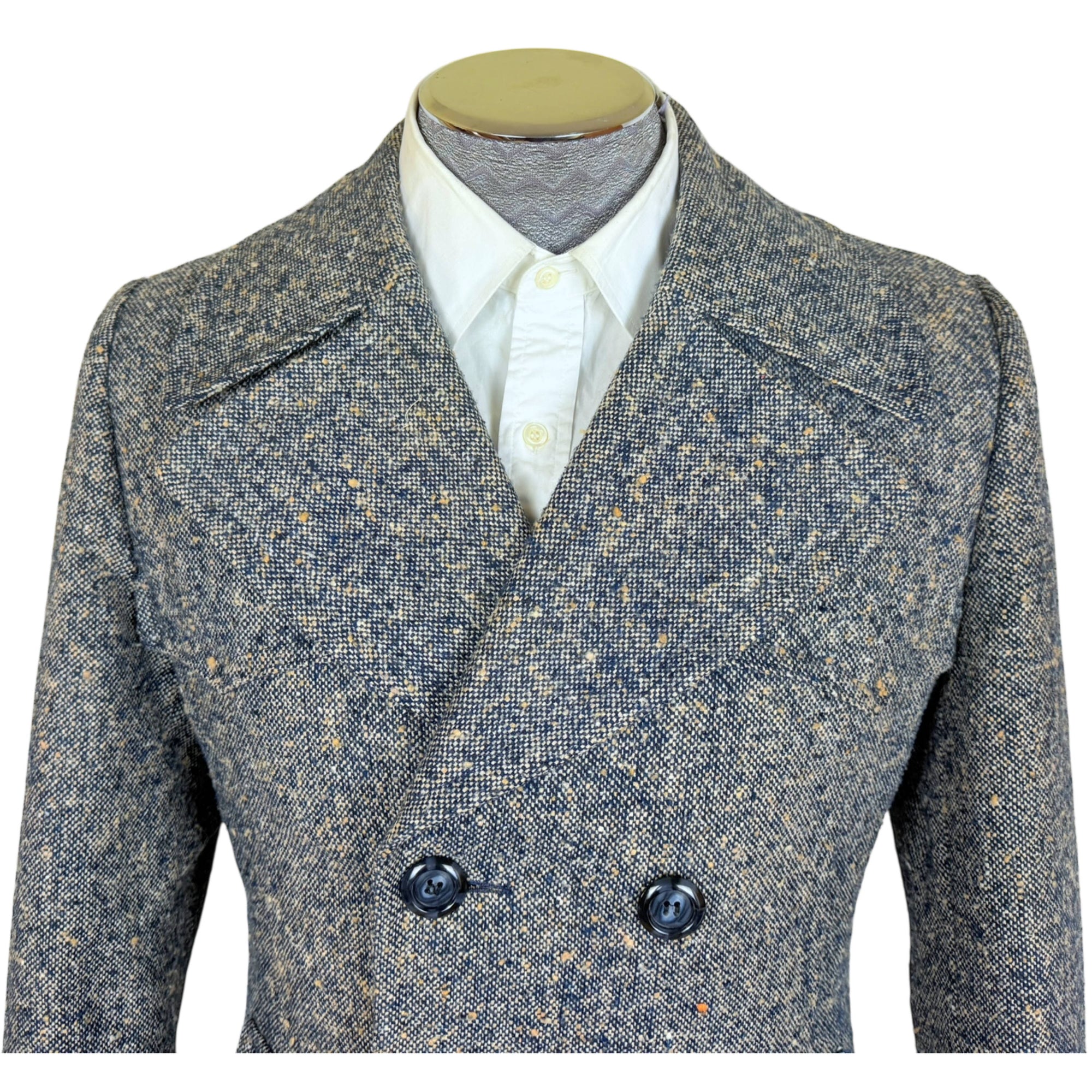 Vintage 1970s Men’s Tweed Overcoat Ruven Feder Paris Sz S M