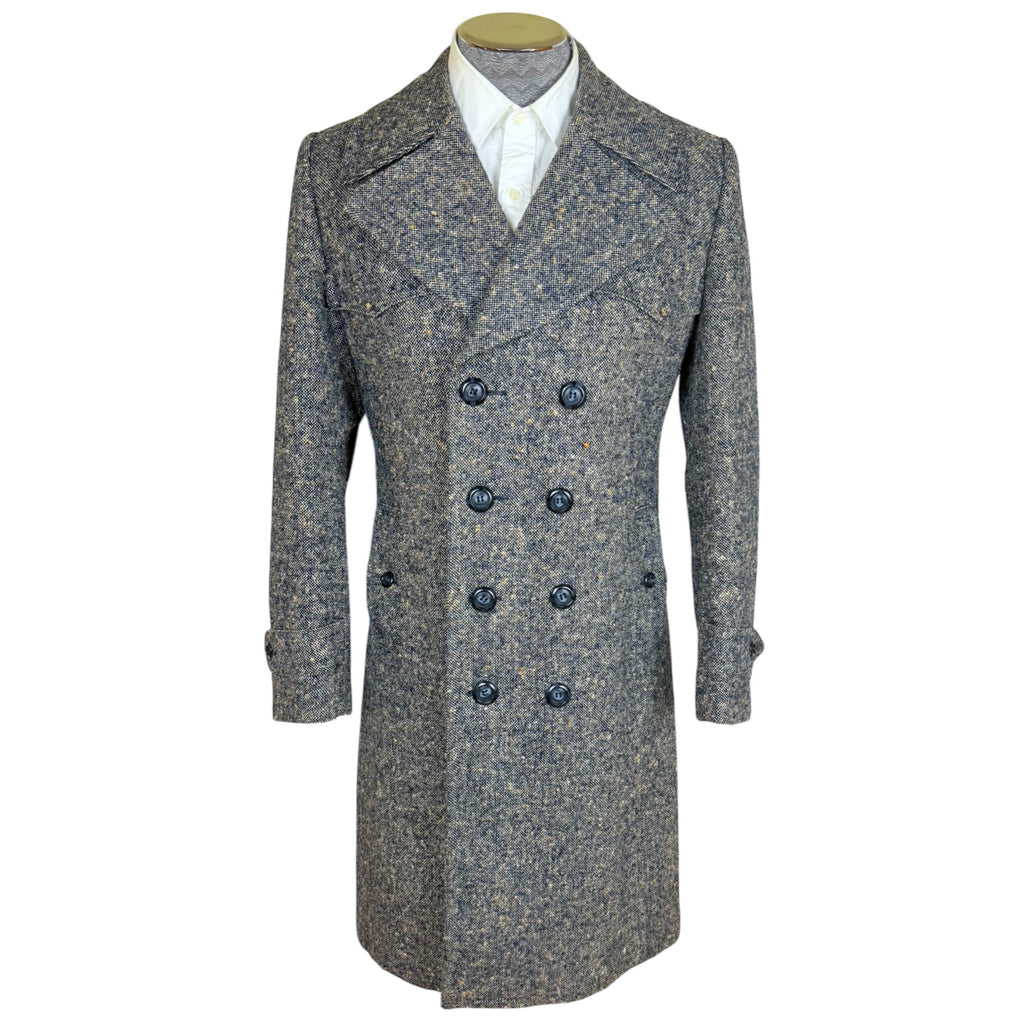 Vintage 1970s Men’s Tweed Overcoat Ruven Feder Paris Sz S M