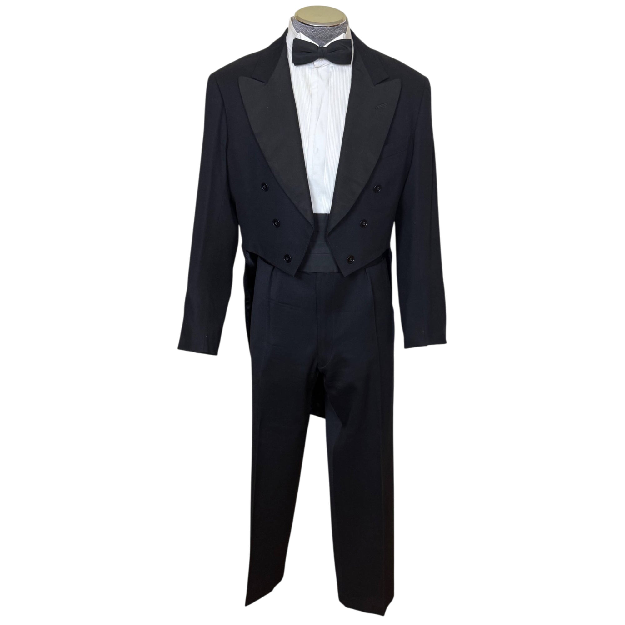 Vintage 1960 Ryder & Amies Cambridge bespoke white tie tailcoat front view