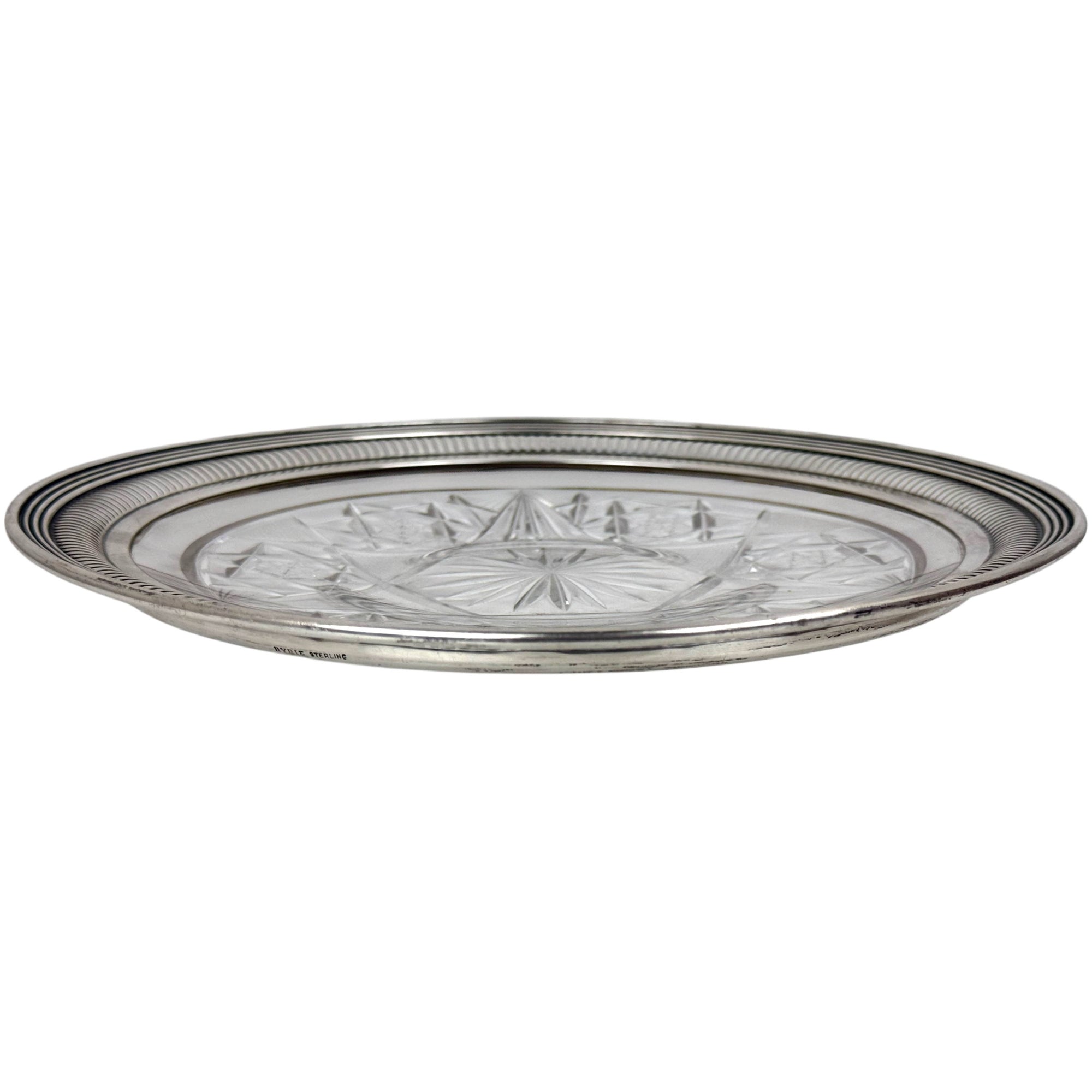 ABP Canadian Brilliant Cut Glass Plate w Ryrie Sterling Rim