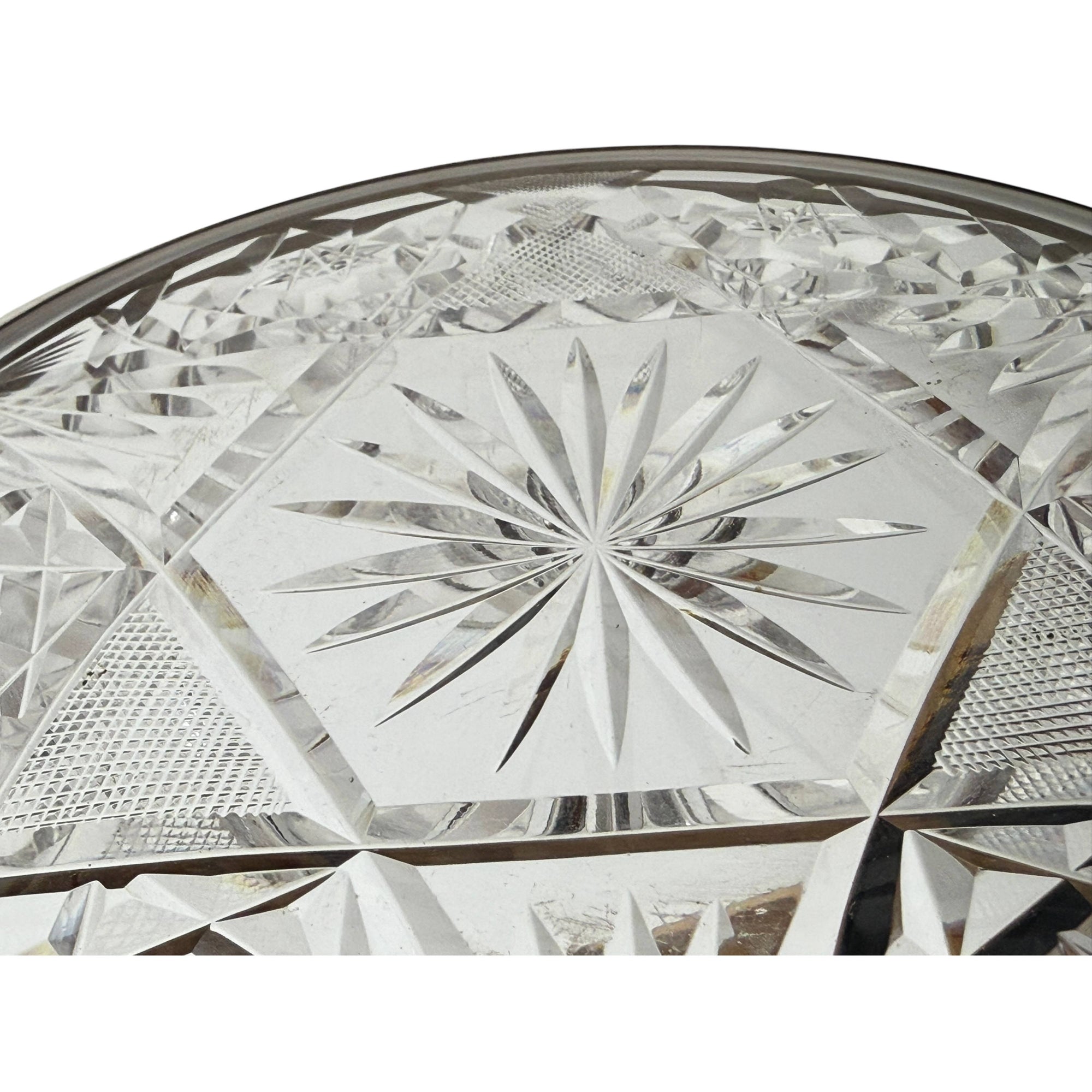 ABP Canadian Brilliant Cut Glass Plate w Ryrie Sterling Rim