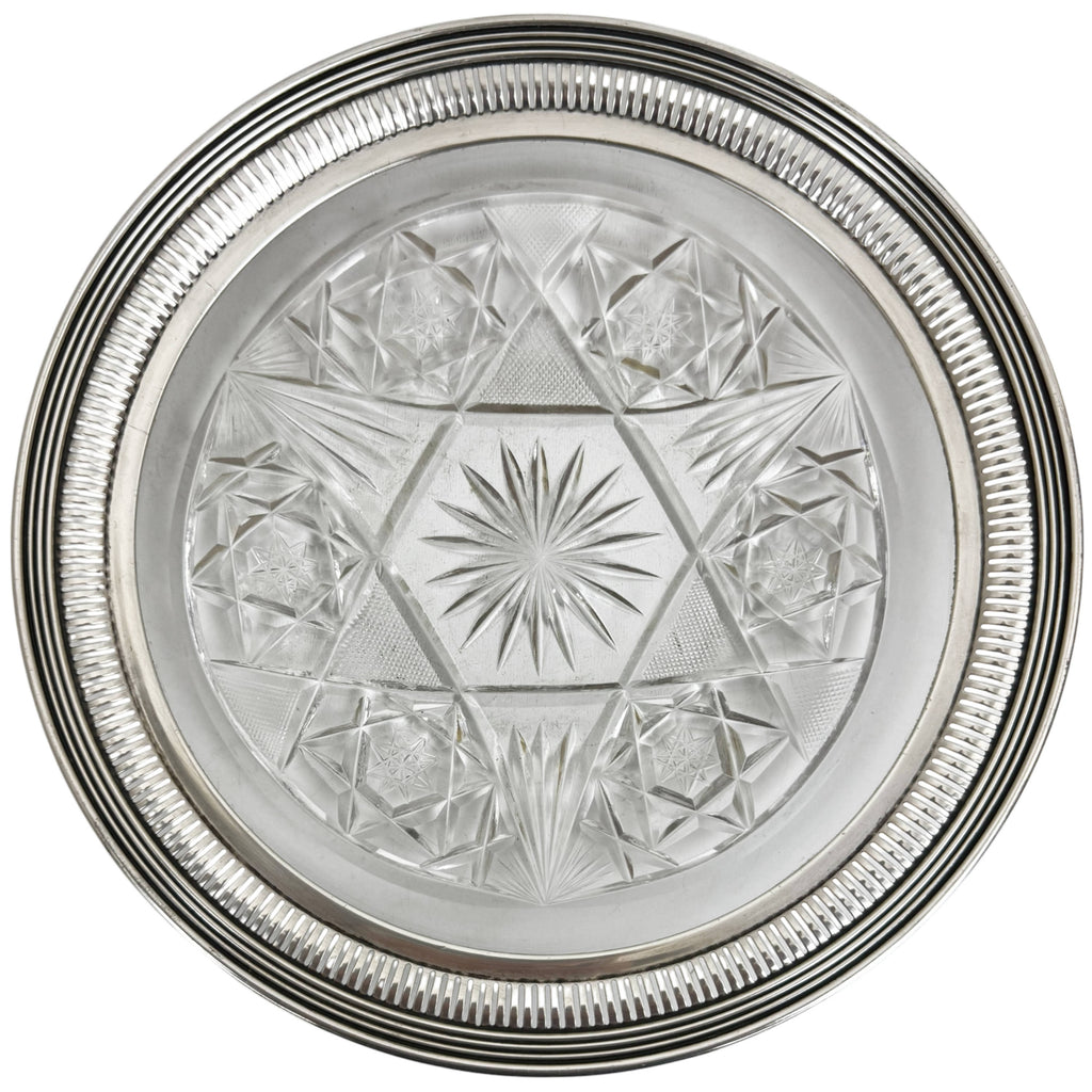 ABP Canadian Brilliant Cut Glass Plate w Ryrie Sterling Rim