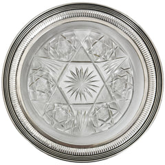 ABP Canadian Brilliant Cut Glass Plate w Ryrie Sterling Rim